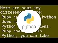 Learning Python from Ruby Differences and Similarities