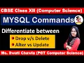 Difference between Drop and Delete Commands Difference between Alter and Update Commands in MYSQL