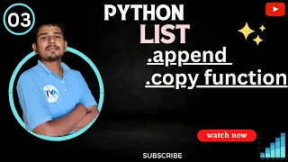 Python List append function List copy function in hindi