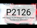 DTC P2126 APP Sensor B TP Sensor E Out of Range - Honda Civic 2016-2021