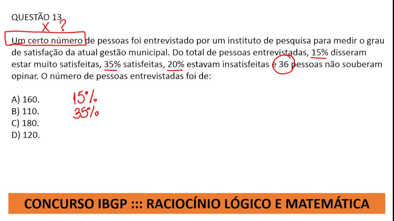 Porcentagem Prova de Matemática #IBGP Q13 2018
