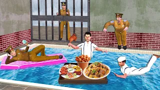 garmi mei jail mei swimming pool chor police chicken biryani party hindi kahaniya moral stories