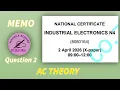 Industrial Electronics N4 April 2026 EXAM Question 2 AC Theory