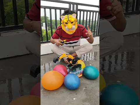 JCB 🚜 yellow 🟡 remote control ne balloon 🎈 🤣fod Diya || #shortvideo #asmr #YouTubeshort
