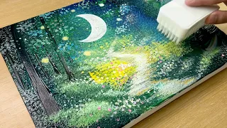 Acrylic Painting Under Moonlight (Easy & Simple)