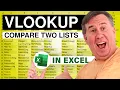 Excel - Compare 2 Lists with a VLOOKUP