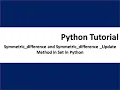 symmetric diffence and symmetric difference update method in set in python