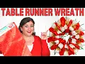 How to make a TABLE RUNNER Wreath Dollar Tree Christmas Wreath Tutorial