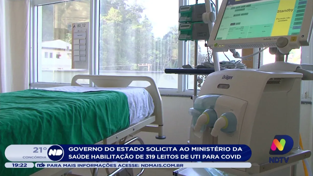 Governo do estado solicita ao Ministério da Saúde habilitação de 319 leitos de UTI para Covid