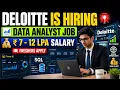 Deloitte Hiring Data Analyst 2026 7 12 LPA Salary Freshers Apply Big 4 Jobs
