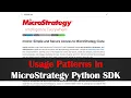 Usage Patterns in MicroStrategy Python SDK mstrio-py MicroStrategy Python Tutorial