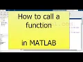 How to call a function in MATLAB