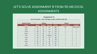 Assignment 8 - Let s solve Assignment 8 from 50 ms excel assignments