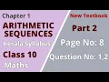 Class 10 Maths Chapter 1 Arithmetic Sequences Page No 8 Question no 1 2 Kerala Syllabus Part 2