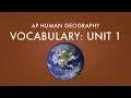 AP Human Geography - Unit 1 Vocabulary