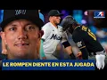 Miguel Rojas de los Miami Marlins pierde diente en jugada