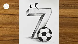 How to Draw CR7 Number 7 in 3D | Easy Cristiano Ronaldo Drawing Tutorial