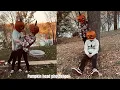 Carving pumpkins pumpkin head photoshoot