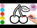 Download Lagu Kersen en nog 6 vruchten tekenen, schilderen, kleuren voor kinderen | Leer fruit #311