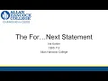 CBIS 112 For Next Loops