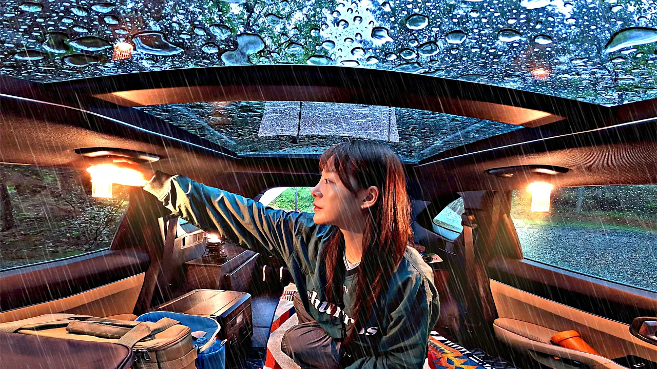 폭우 차박☔️ 빗소리 폭발하는 차안에서 1박2일 (+삼겹살에 청하) ﹒ 우중캠핑 브이로그 サムネイル