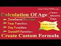 Calculation Of Age And Create Custom Formula And Addin VBA Macros DateSerial DateDiff Function