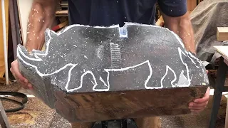 Carving wood \u0026 epoxy into a 🦏