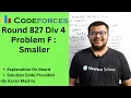 Codeforces Round 827 Div 4 Problem F Smaller Solution Explanation Code Hindi Editorial