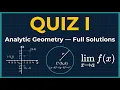 Analytic Geometry Calculus Quiz I Full Solutions Coordinate Geometry Circles Limits