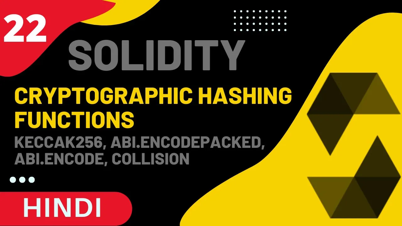 Solidity Cryptographic Hashing functions - (Part 22) Solidity Full Course in Hindi