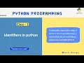Identifiers in Python Python Programming Techmaima