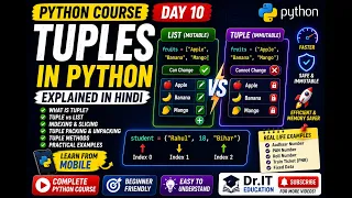 Tuples in Python Explained in Hindi List vs Tuple Made Easy Python Course Day 10