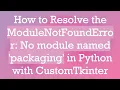 How to Resolve the ModuleNotFoundError No module named packaging in Python with CustomTkinter