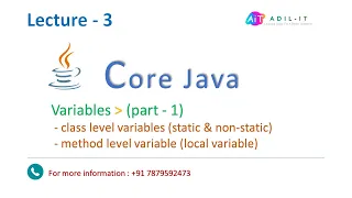Variables in java static non-static local instance Part - 1 by Adil Sir Lecture