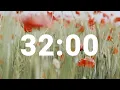 32 Minute Timer with Relaxing Music and Alarm Countdown Clock for Stress Relief
