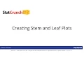 StatCrunch Creating Stem and Leaf Plots