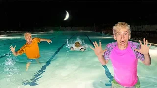 exploring abandoned pool at 3am pond monster spotted 