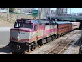 Commuter Rail trains on the MBTA Worcester Line ft FRA Train and Doubledraft