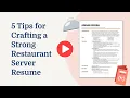 5 Tips for Crafting a Strong Restaurant Server Resume