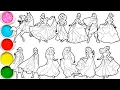 How to draw Princesses Disney - Mulan Cinderella Jasmine Tiana Pocahontas Belle Anna others