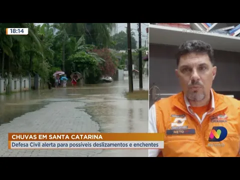 Chuva em SC: Defesa Civil alerta para possíveis deslizamentos e enchentes