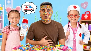 Twin Twin Pretend Play Save Dad with Magic Syrup & Other Stories for Kids