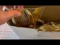 Check out these elegant gold plastic forks!