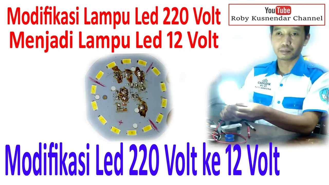 Modifikasi lampu LED AC 220 jadi DC 12volt (lampu bisa untuk PLTS)