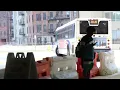 A NIS NJT NABI Bus is going from Platform B to Platform C at Journal Square