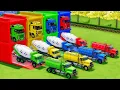 Download Lagu Garage with Colors - ALL MIXER TRUCK WITH DOUBLE FLATBED TRAILER TRUCK, MERCEDES, KAMAZ, MACK - FS22