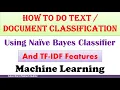 How to do Text Classification using Naive Bayes Classifier and TF-IDF features by Mahesh Huddar