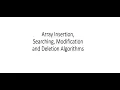 Array Insertion Searching Modification Deletion Algorithms in Bengali
