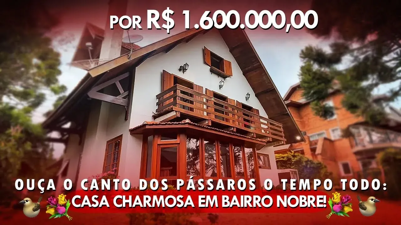 Video do Imóvel: Casa charmosa em bairro nobre da cidade, com 04 confortáveis dormitórios sendo 02 suítes e ainda casa de caseiros.