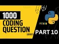 Part 10 Python Coding Quiz question with answers 1000 coding question series